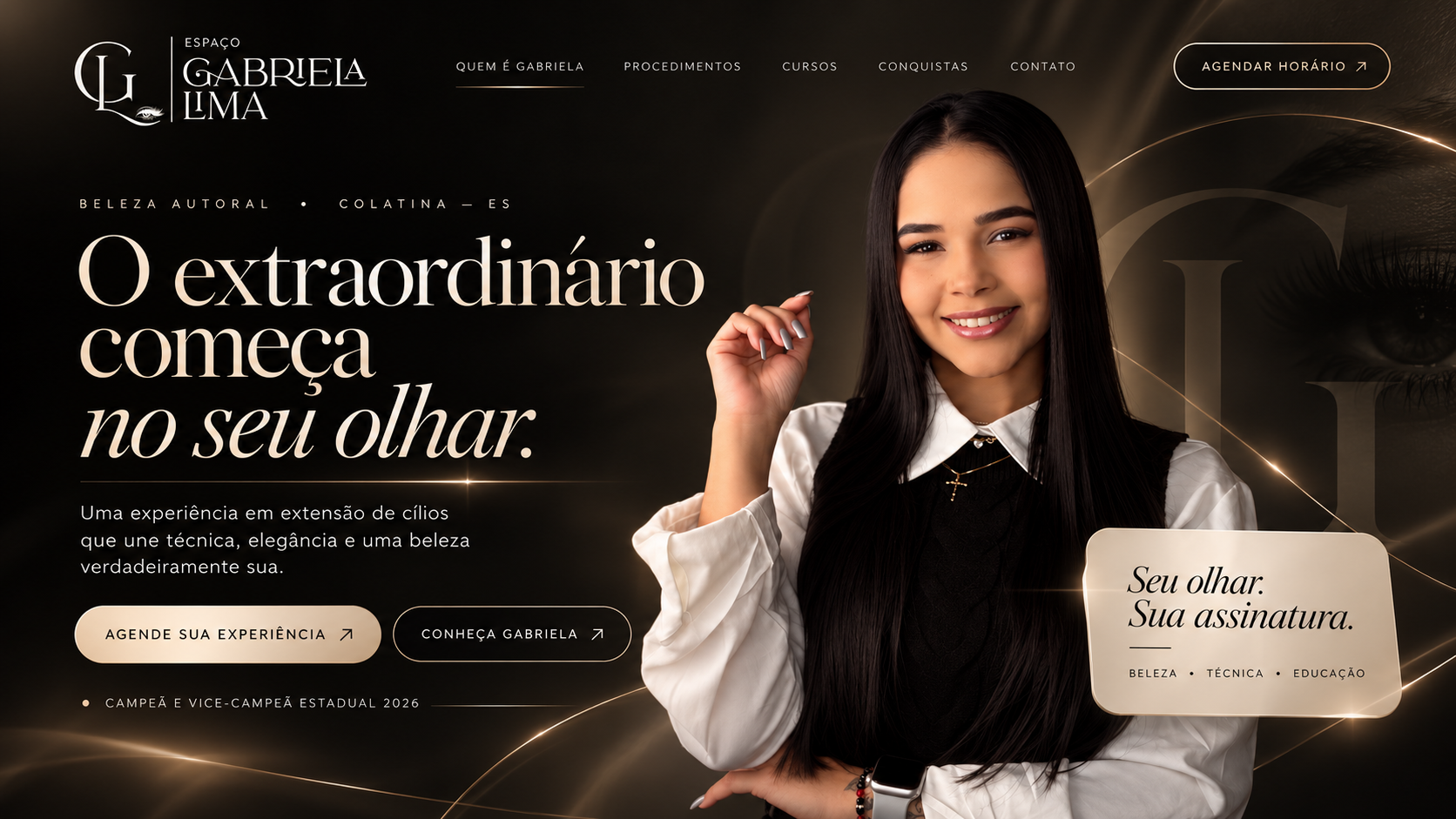 Capa principal do site Gabriela Lima